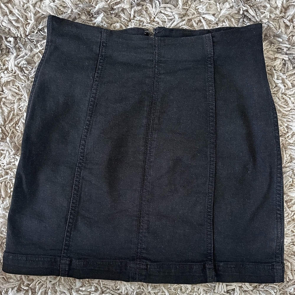 free people black denim skirt